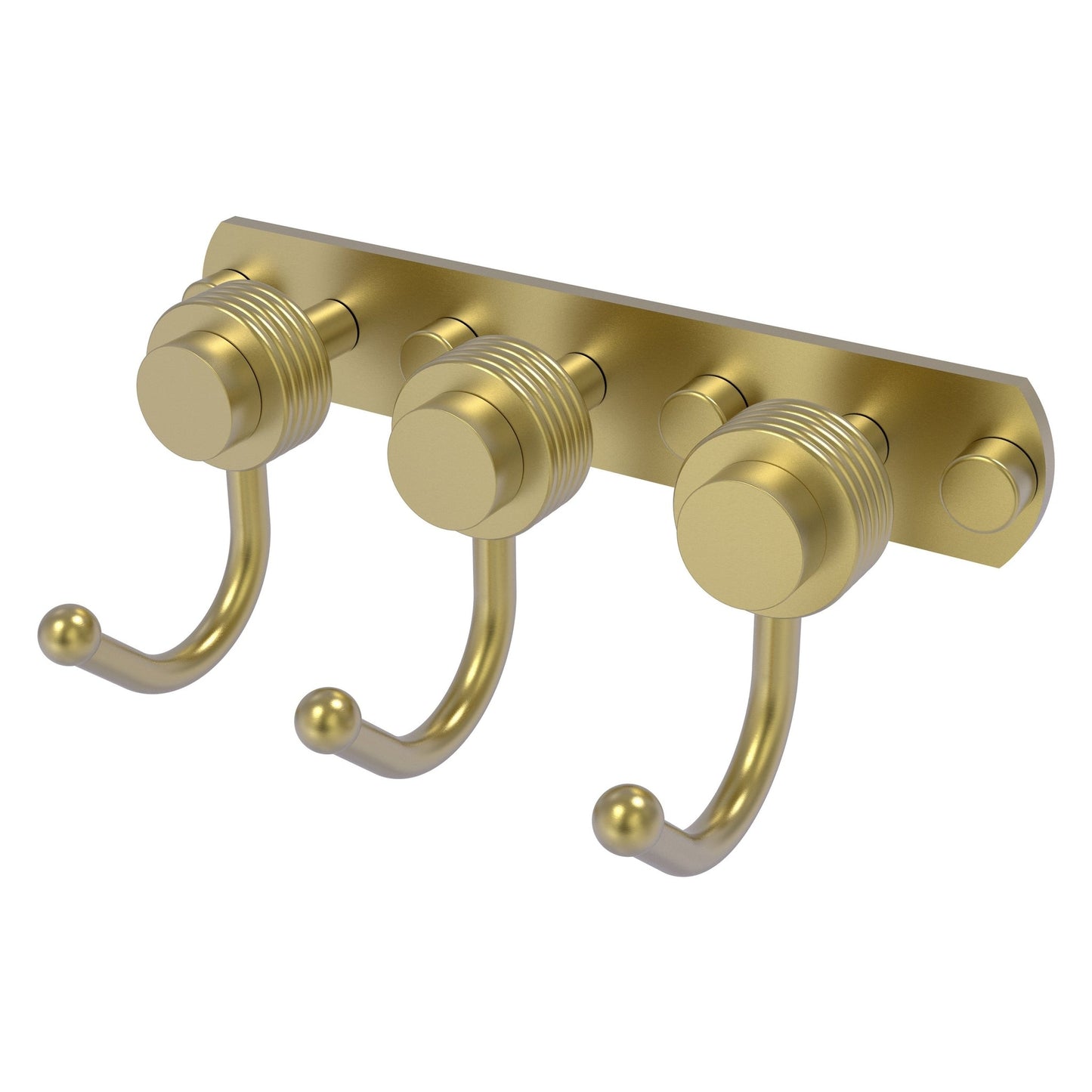 Allied Brass Mercury 8" x 4" Satin Brass Solid Brass 3-Position Multi-Hook With Grooved Accent