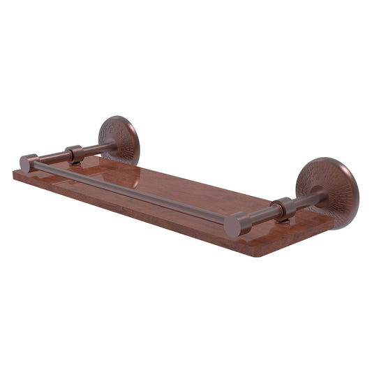 Allied Brass Monte Carlo 16" x 5" Antique Copper Solid Brass Solid IPE Ironwood Shelf With Gallery Rail