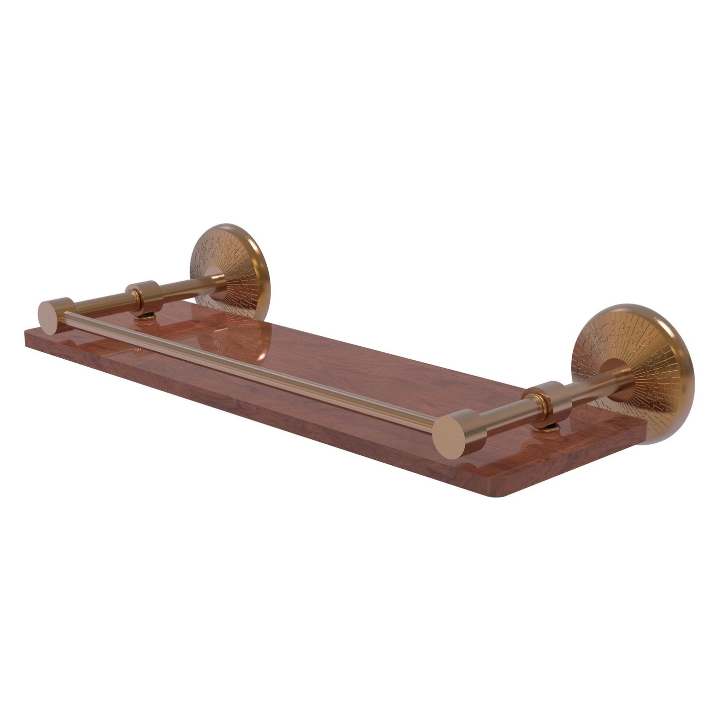 Allied Brass Monte Carlo 16" x 5" Brushed Bronze Solid Brass Solid IPE Ironwood Shelf With Gallery Rail