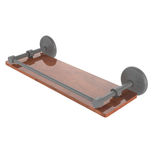 Allied Brass Monte Carlo 16" x 5" Matte Gray Solid Brass Solid IPE Ironwood Shelf With Gallery Rail