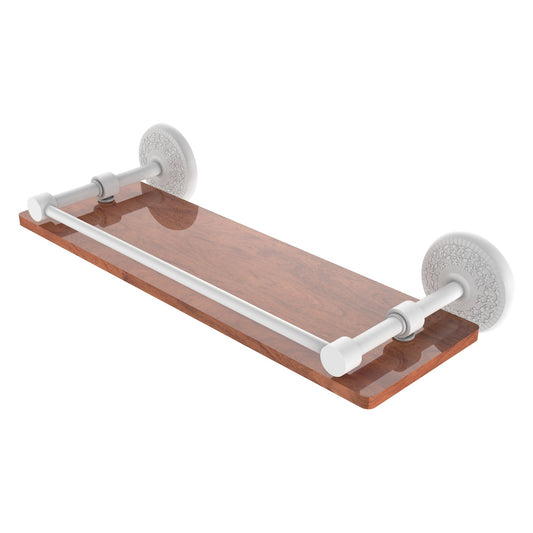 Allied Brass Monte Carlo 16" x 5" Matte White Solid Brass Solid IPE Ironwood Shelf With Gallery Rail
