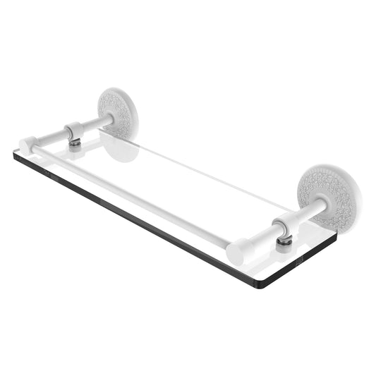 Allied Brass Monte Carlo 16" x 5" Matte White Solid Brass Tempered Glass Shelf With Gallery Rail