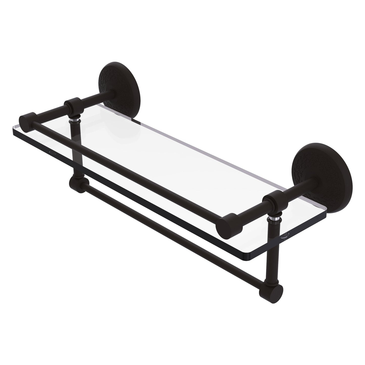 Allied Brass Monte Carlo 16" x 5" Oil Rubbed Bronze Solid Brass Gallery Glass Shelf With Towel Bar
