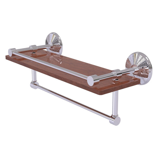 Allied Brass Monte Carlo 16" x 5" Polished Chrome Solid Brass IPE Ironwood Shelf With Gallery Rail and Towel Bar