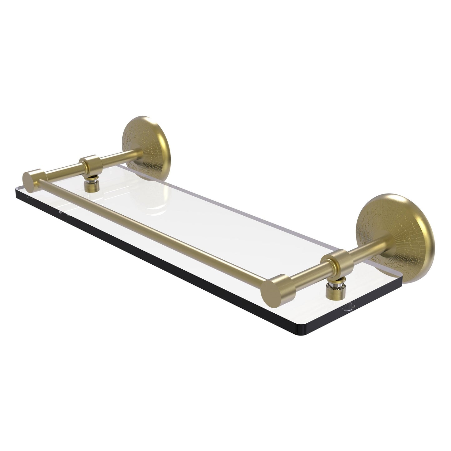 Allied Brass Monte Carlo 16" x 5" Satin Brass Solid Brass Tempered Glass Shelf With Gallery Rail