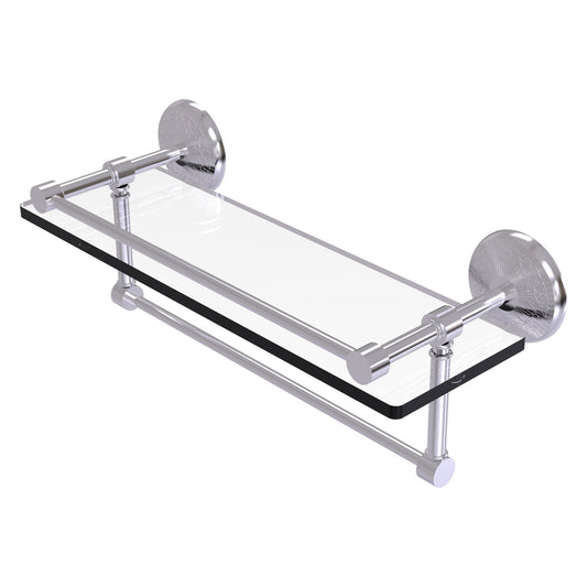 Allied Brass Monte Carlo 16" x 5" Satin Chrome Solid Brass Gallery Glass Shelf With Towel Bar