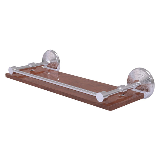 Allied Brass Monte Carlo 16" x 5" Satin Chrome Solid Brass Solid IPE Ironwood Shelf With Gallery Rail
