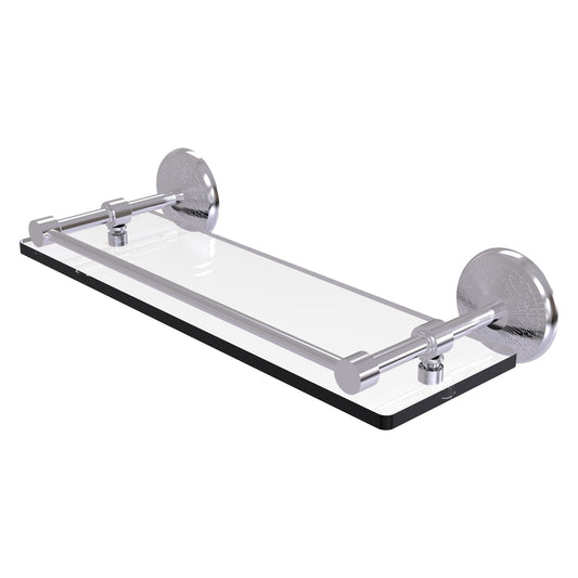 Allied Brass Monte Carlo 16" x 5" Satin Chrome Solid Brass Tempered Glass Shelf With Gallery Rail