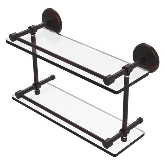 Allied Brass Monte Carlo 16" x 5" Venetian Bronze Solid Brass Double Glass Shelf With Gallery Rail