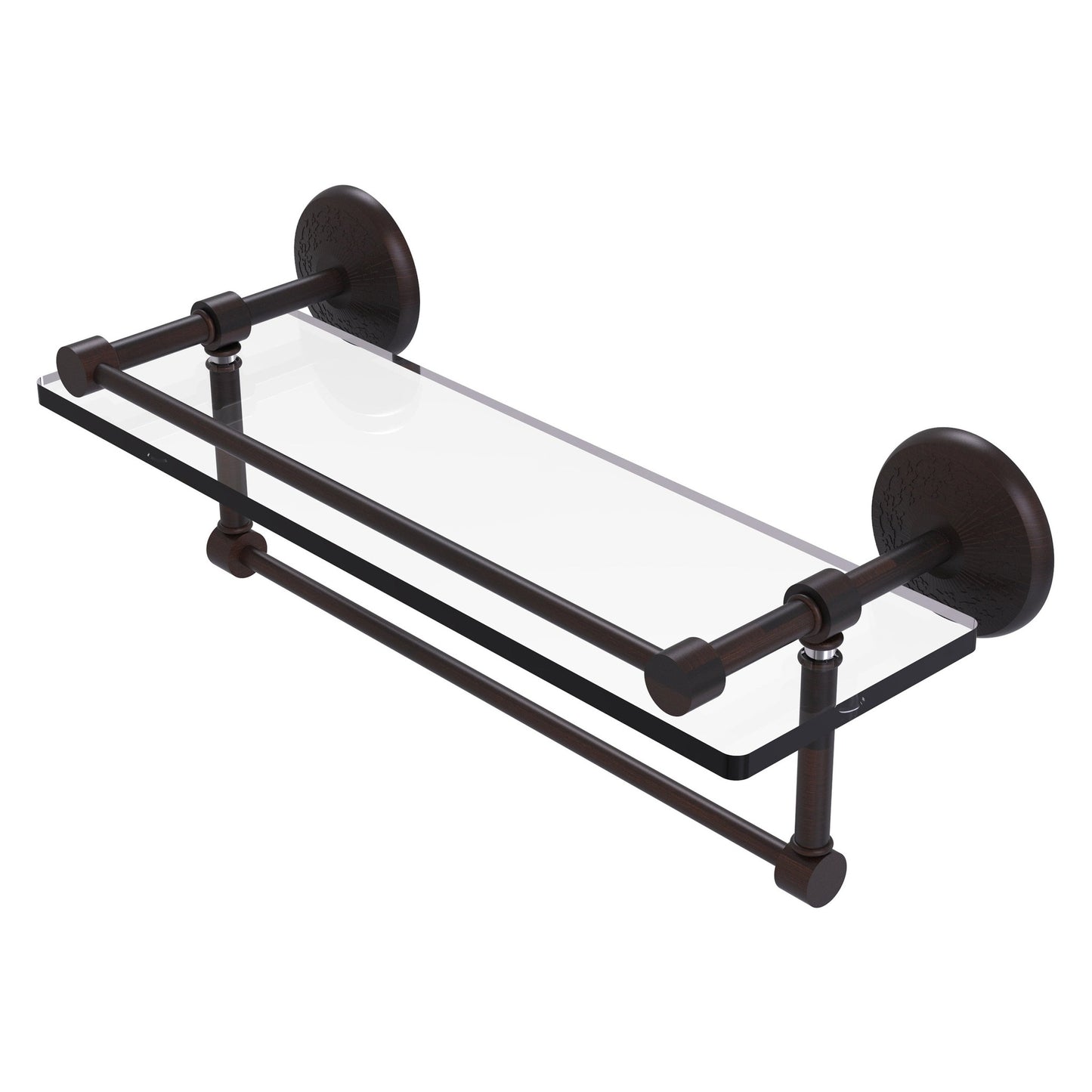 Allied Brass Monte Carlo 16" x 5" Venetian Bronze Solid Brass Gallery Glass Shelf With Towel Bar