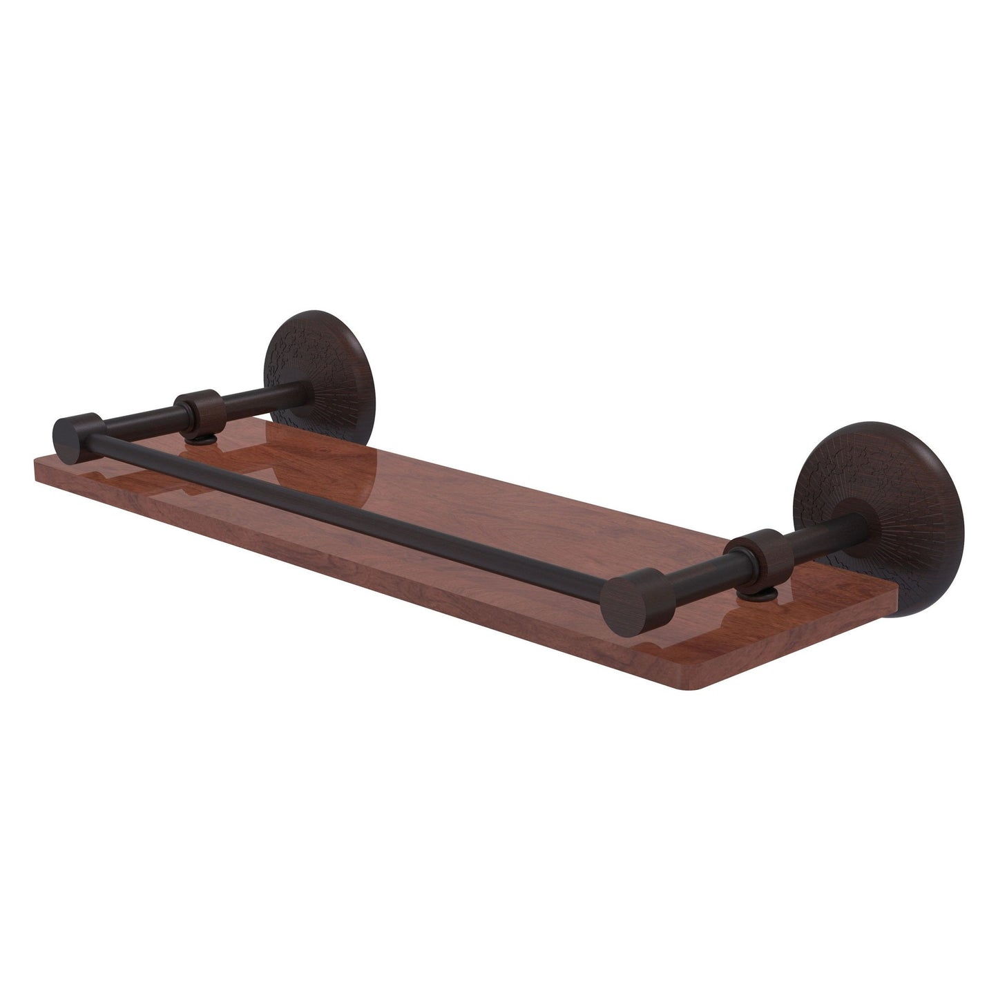 Allied Brass Monte Carlo 16" x 5" Venetian Bronze Solid Brass Solid IPE Ironwood Shelf With Gallery Rail