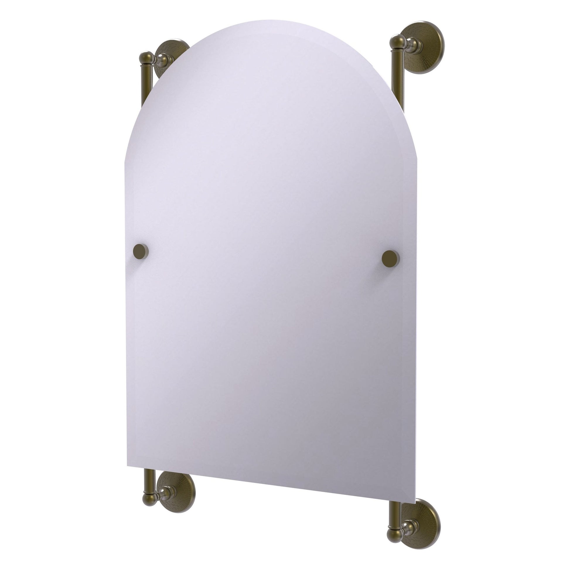 Allied Brass Monte Carlo 21" x 3.8" Antique Brass Solid Brass Arched Top Frameless Rail Mounted Mirror