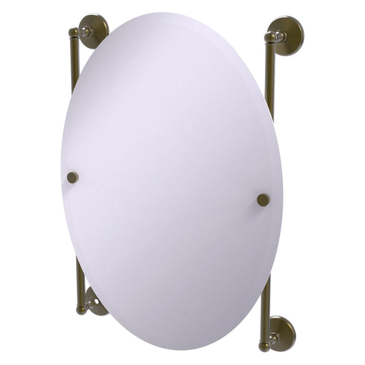 Allied Brass Monte Carlo 21" x 3.8" Antique Brass Solid Brass Oval Frameless Rail Mounted Mirror