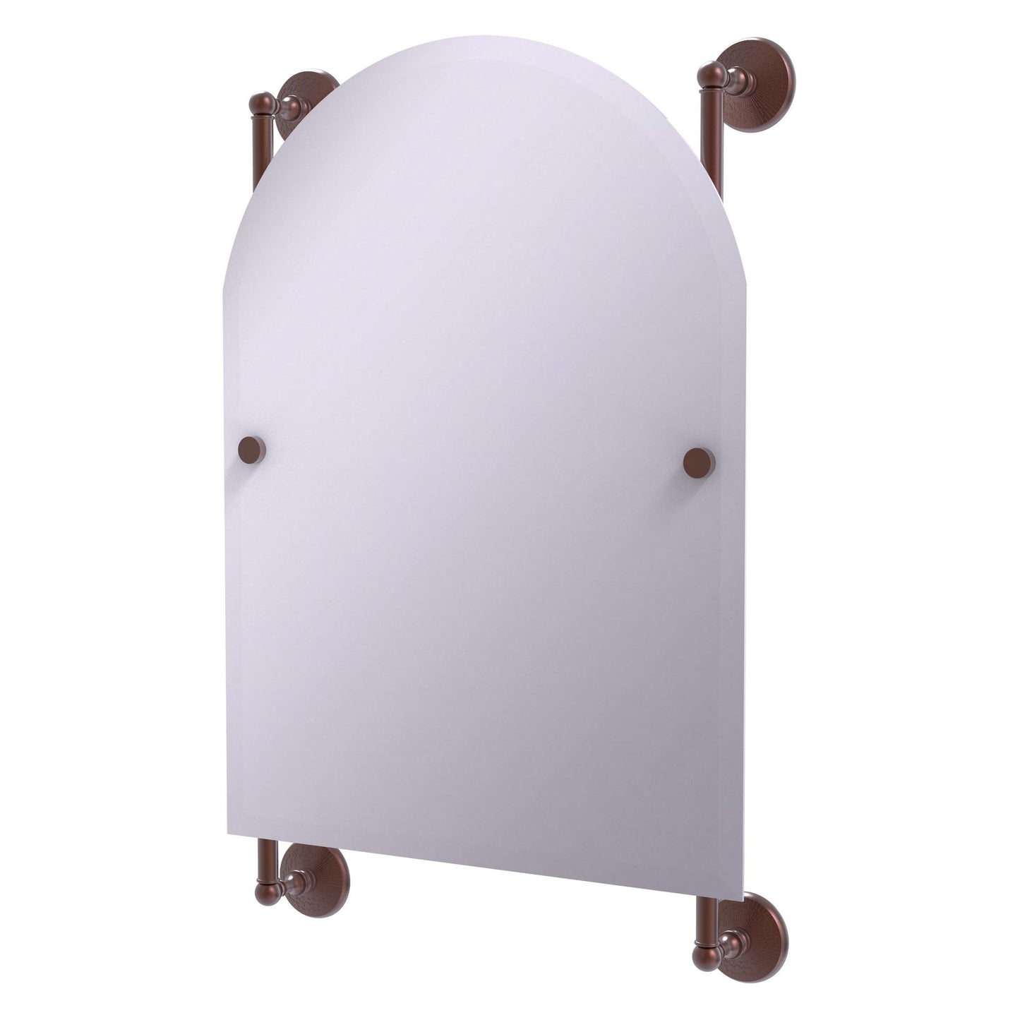 Allied Brass Monte Carlo 21" x 3.8" Antique Copper Solid Brass Arched Top Frameless Rail Mounted Mirror