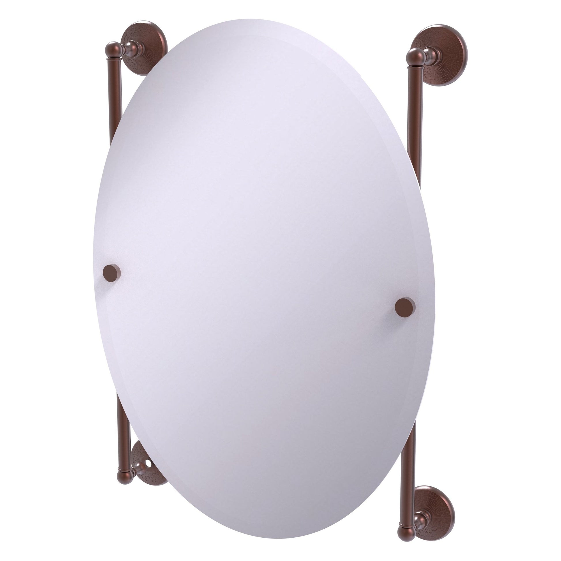Allied Brass Monte Carlo 21" x 3.8" Antique Copper Solid Brass Oval Frameless Rail Mounted Mirror