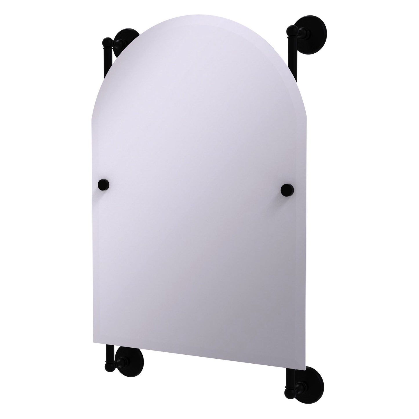 Allied Brass Monte Carlo 21" x 3.8" Matte Black Solid Brass Arched Top Frameless Rail Mounted Mirror