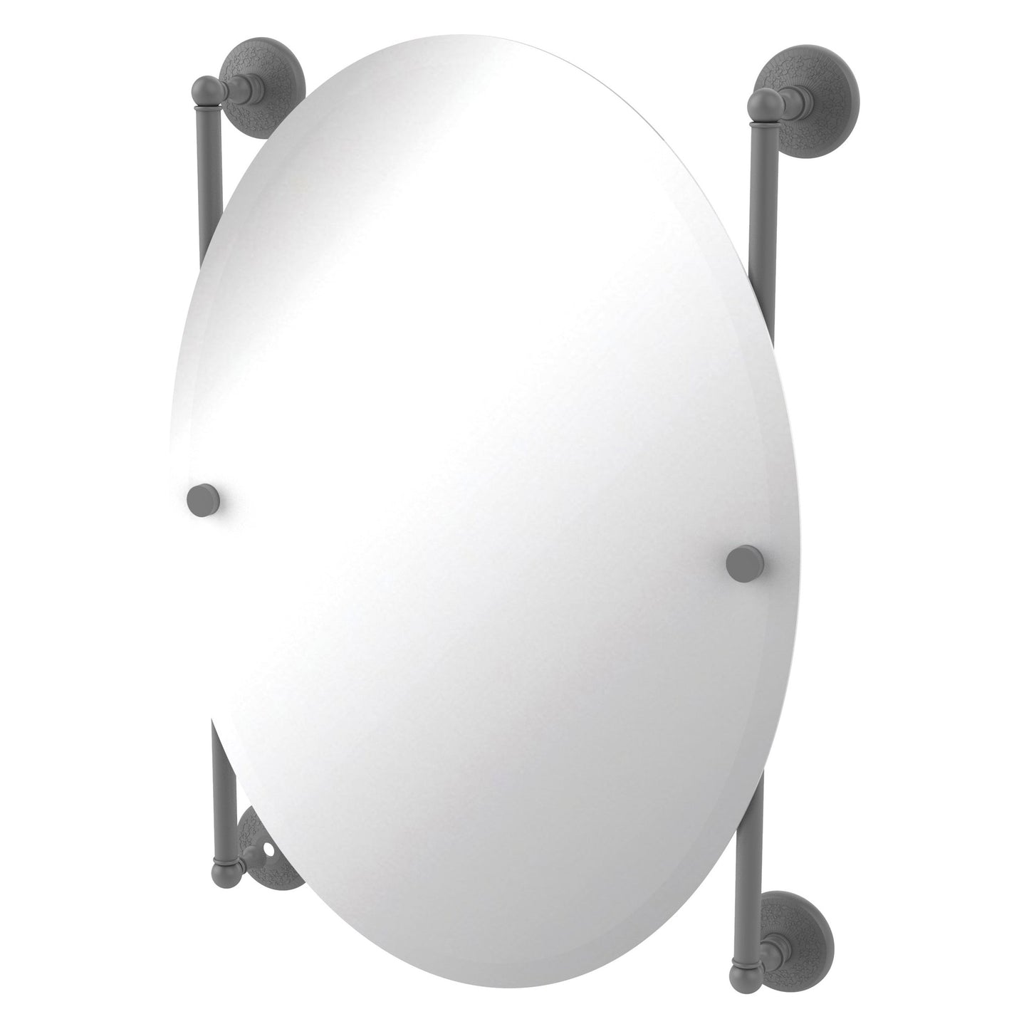 Allied Brass Monte Carlo 21" x 3.8" Matte Gray Solid Brass Oval Frameless Rail Mounted Mirror