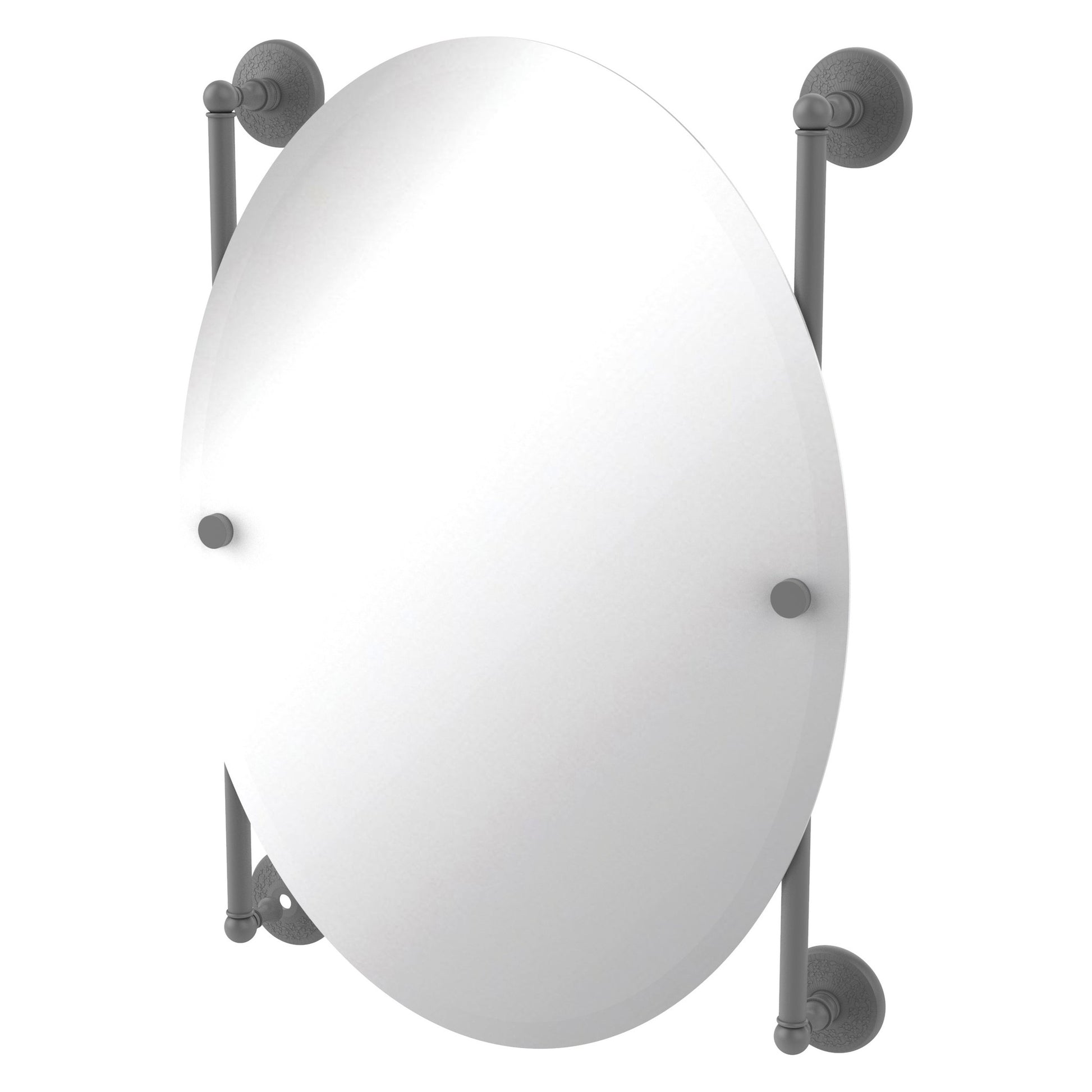 Allied Brass Monte Carlo 21" x 3.8" Matte Gray Solid Brass Oval Frameless Rail Mounted Mirror