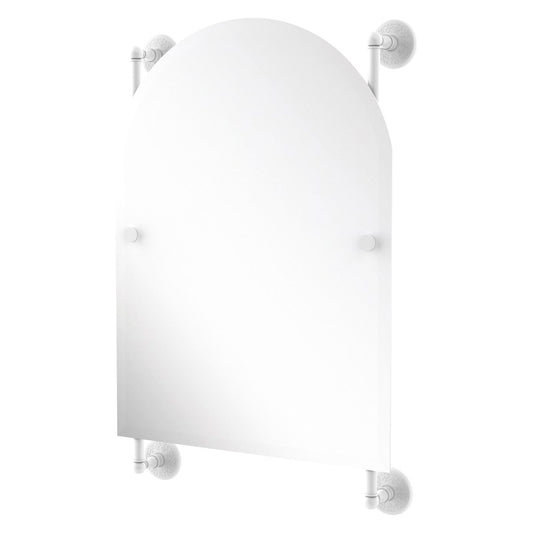 Allied Brass Monte Carlo 21" x 3.8" Matte White Solid Brass Arched Top Frameless Rail Mounted Mirror