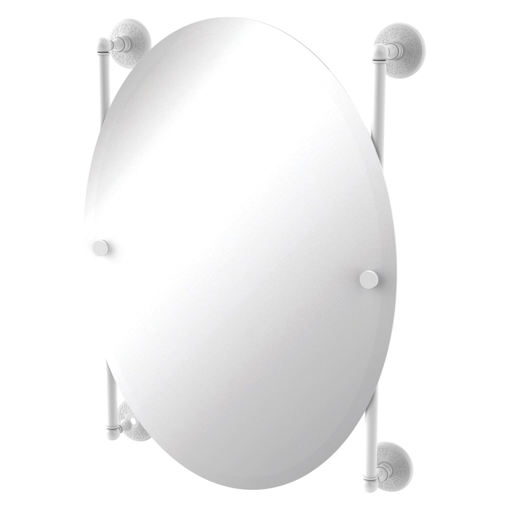 Allied Brass Monte Carlo 21" x 3.8" Matte White Solid Brass Oval Frameless Rail Mounted Mirror
