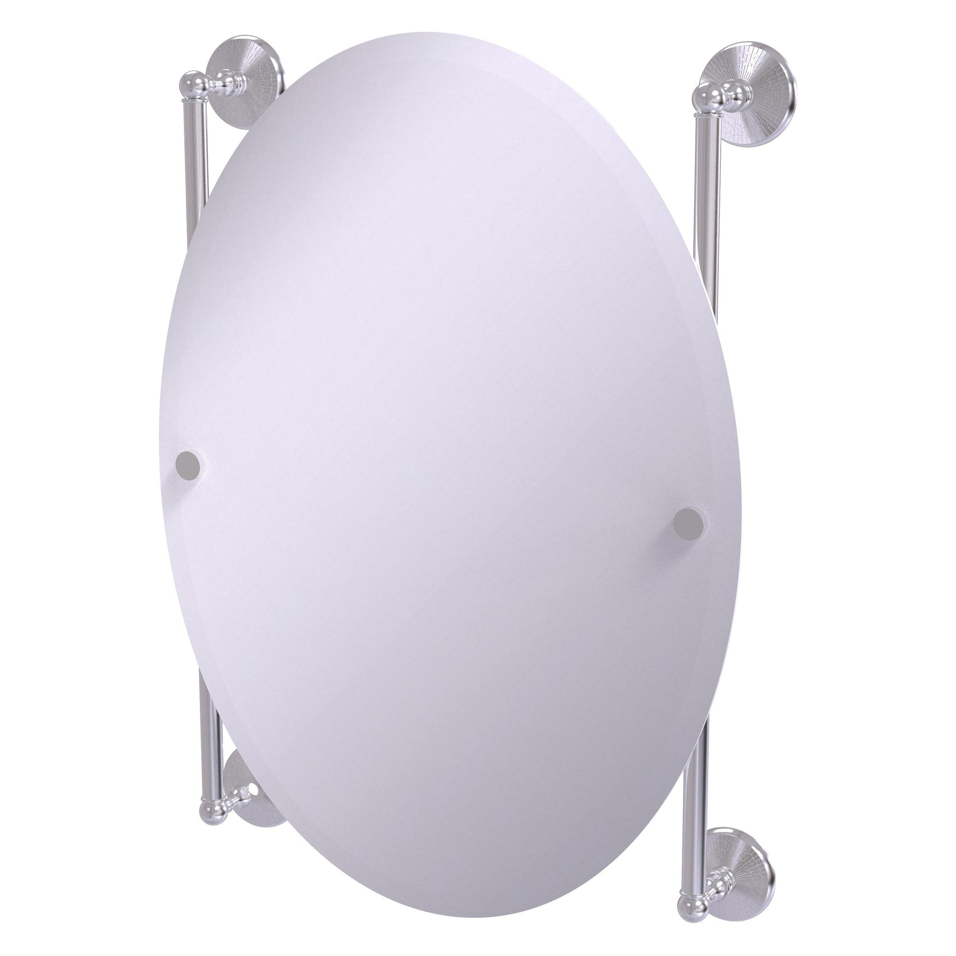 Allied Brass Monte Carlo 21" x 3.8" Satin Chrome Solid Brass Oval Frameless Rail Mounted Mirror