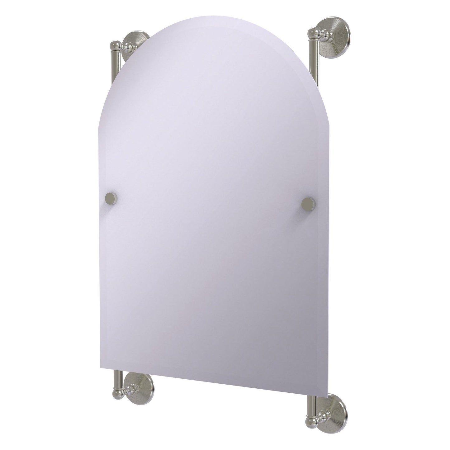 Allied Brass Monte Carlo 21" x 3.8" Satin Nickel Solid Brass Arched Top Frameless Rail Mounted Mirror
