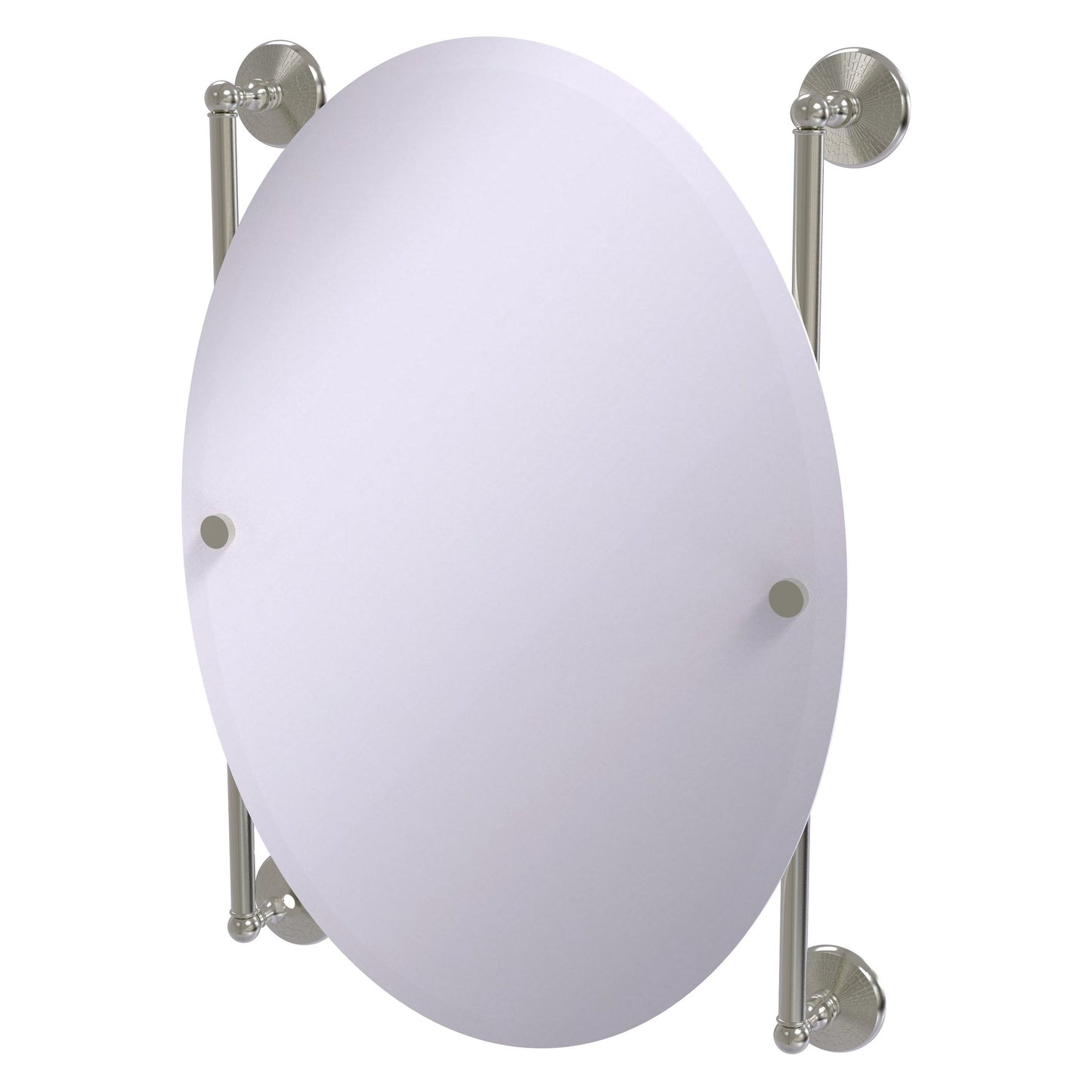Allied Brass Monte Carlo 21" x 3.8" Satin Nickel Solid Brass Oval Frameless Rail Mounted Mirror