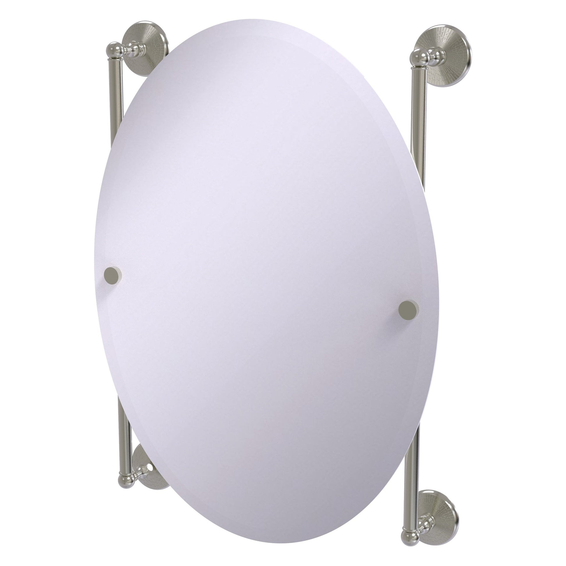 Allied Brass Monte Carlo 21" x 3.8" Satin Nickel Solid Brass Oval Frameless Rail Mounted Mirror