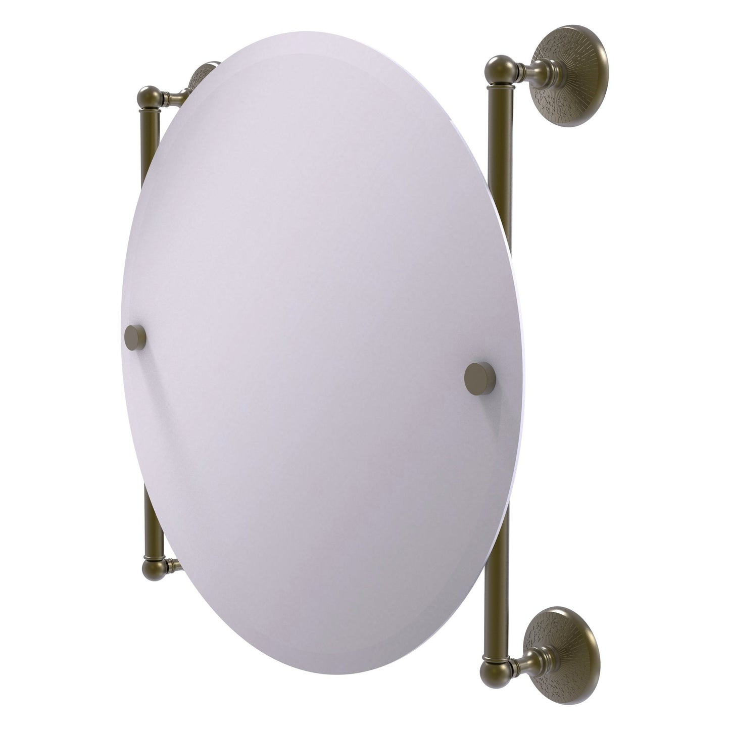 Allied Brass Monte Carlo 22" x 3.8" Antique Brass Solid Brass Round Frameless Rail Mounted Mirror