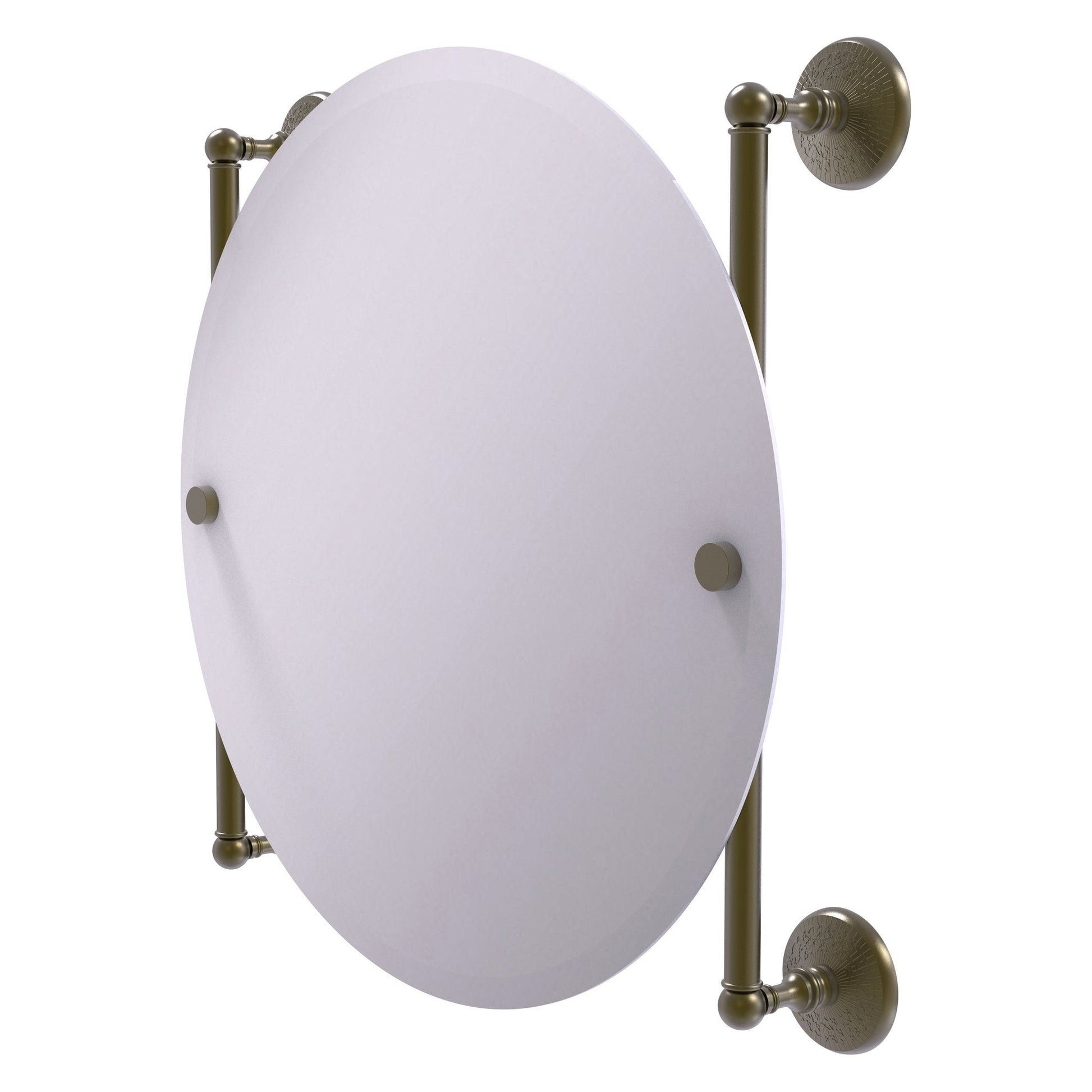 Allied Brass Monte Carlo 22" x 3.8" Antique Brass Solid Brass Round Frameless Rail Mounted Mirror