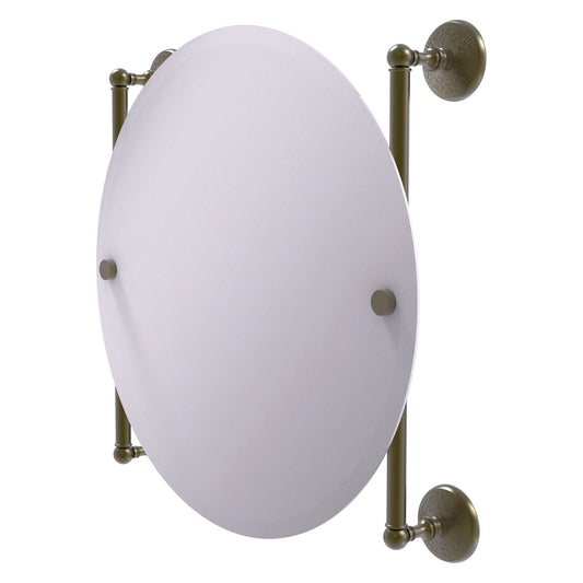 Allied Brass Monte Carlo 22" x 3.8" Antique Brass Solid Brass Round Frameless Rail Mounted Mirror