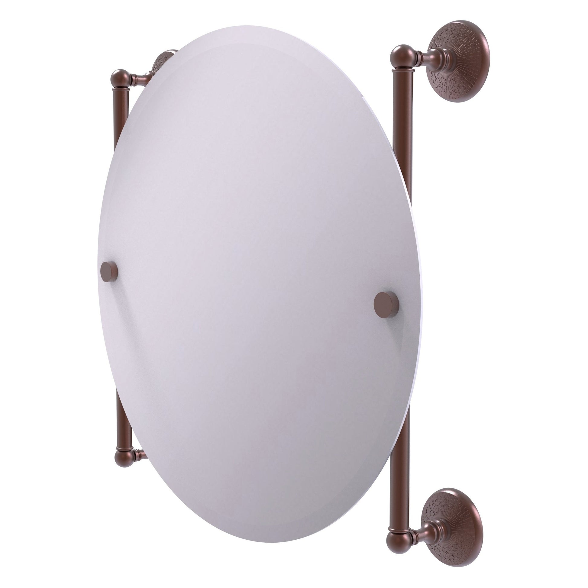 Allied Brass Monte Carlo 22" x 3.8" Antique Copper Solid Brass Round Frameless Rail Mounted Mirror