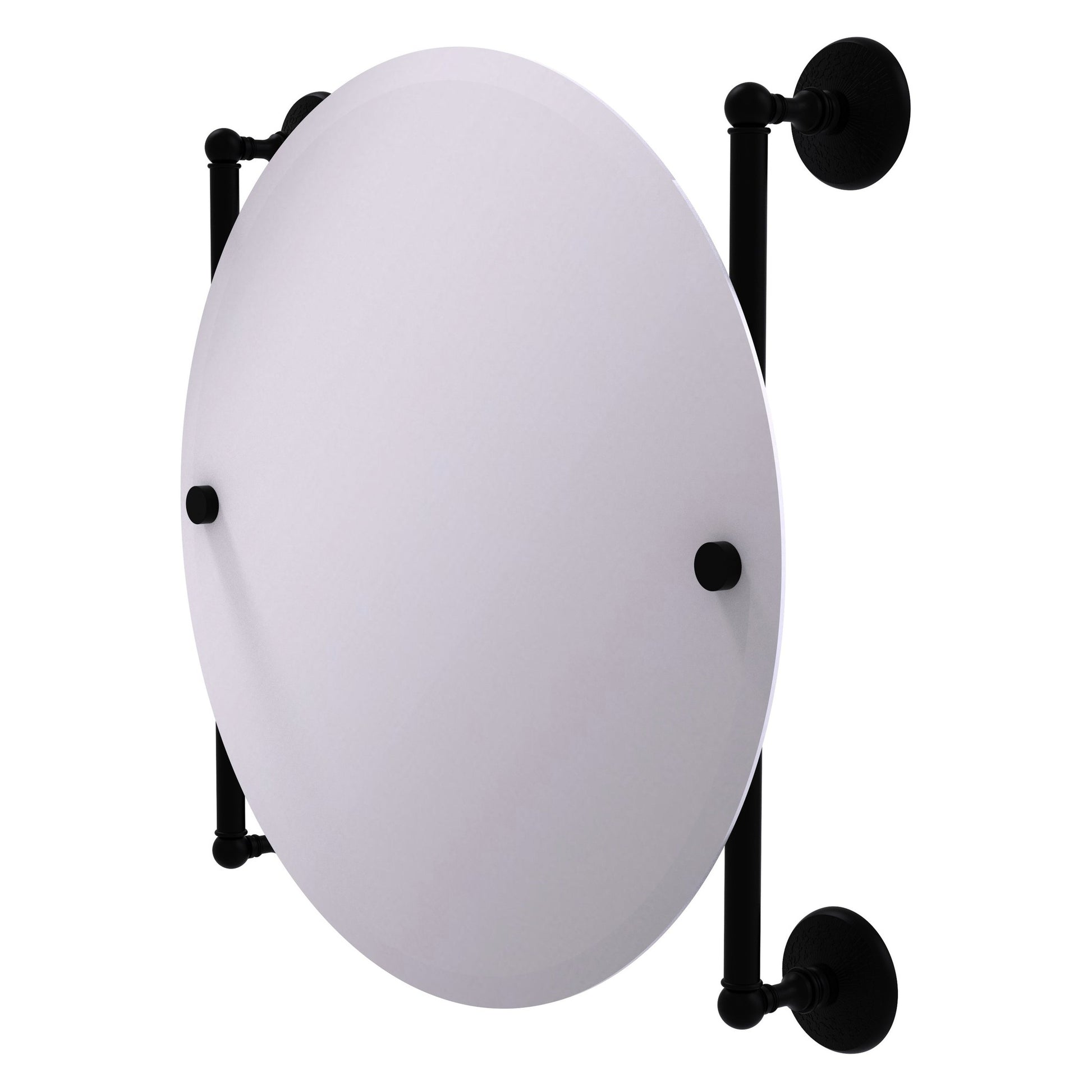 Allied Brass Monte Carlo 22" x 3.8" Matte Black Solid Brass Round Frameless Rail Mounted Mirror