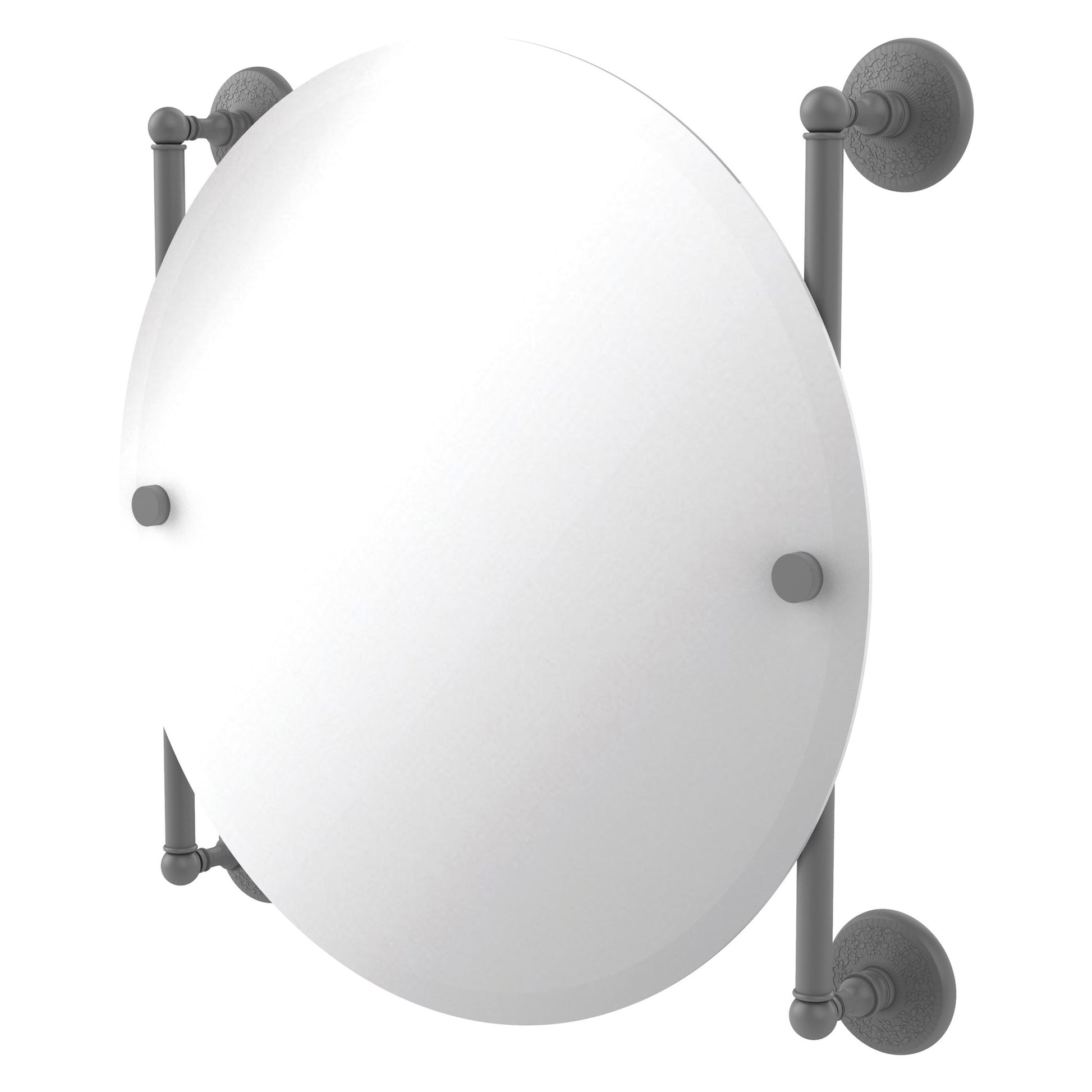 Allied Brass Monte Carlo 22" x 3.8" Matte Gray Solid Brass Round Frameless Rail Mounted Mirror