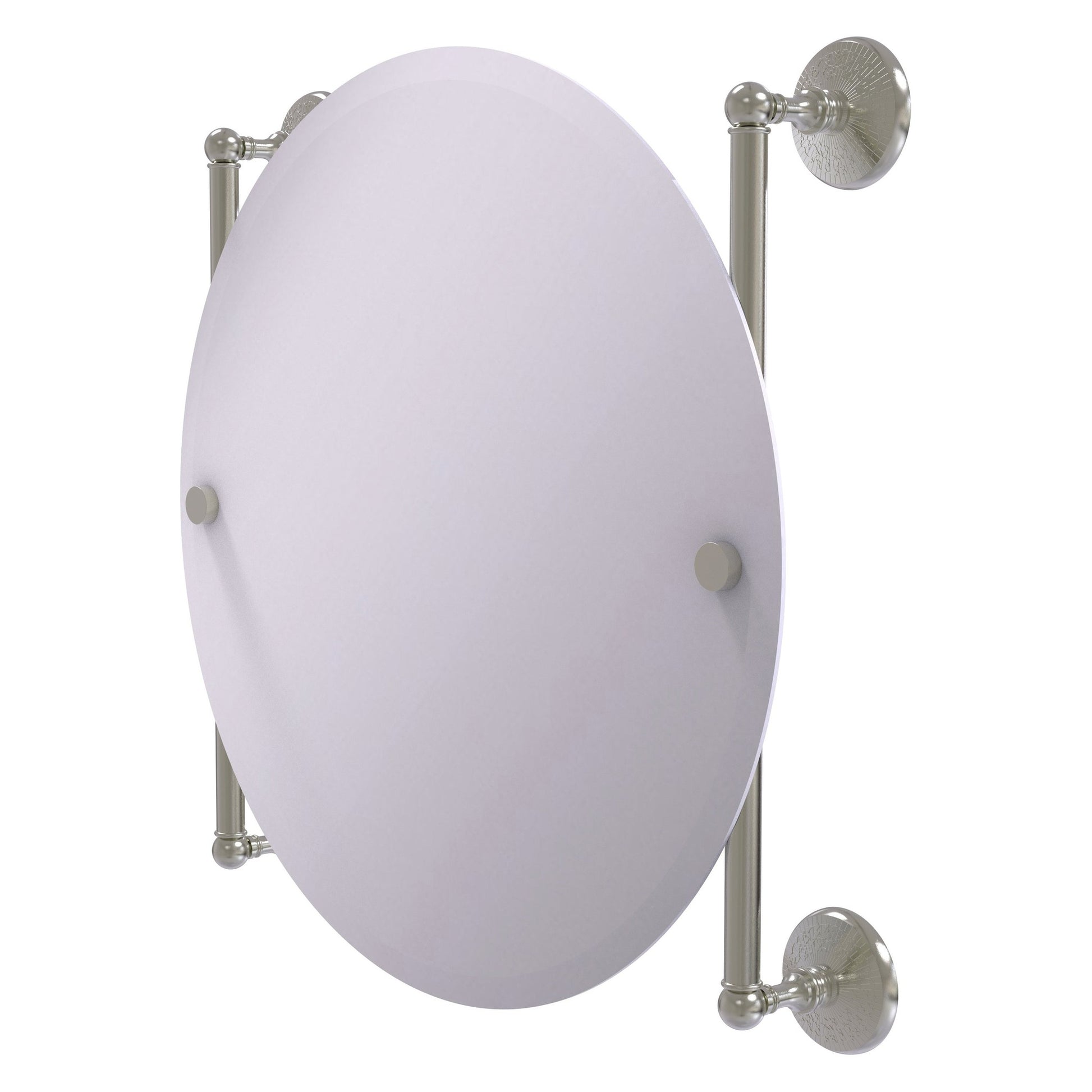 Allied Brass Monte Carlo 22" x 3.8" Satin Nickel Solid Brass Round Frameless Rail Mounted Mirror