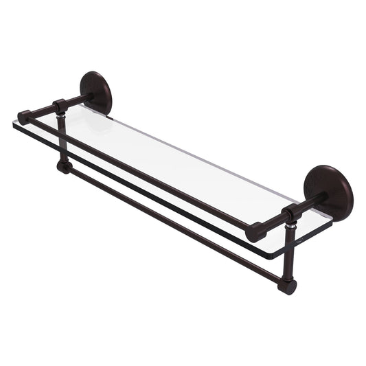 Allied Brass Monte Carlo 22" x 5" Antique Bronze Solid Brass Gallery Glass Shelf With Towel Bar