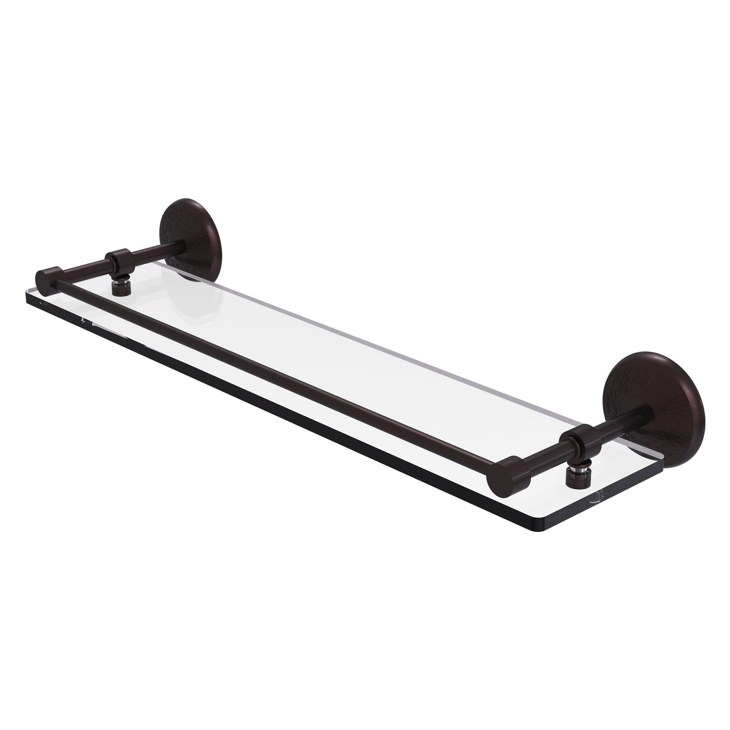Allied Brass Monte Carlo 22" x 5" Antique Bronze Solid Brass Tempered Glass Shelf With Gallery Rail