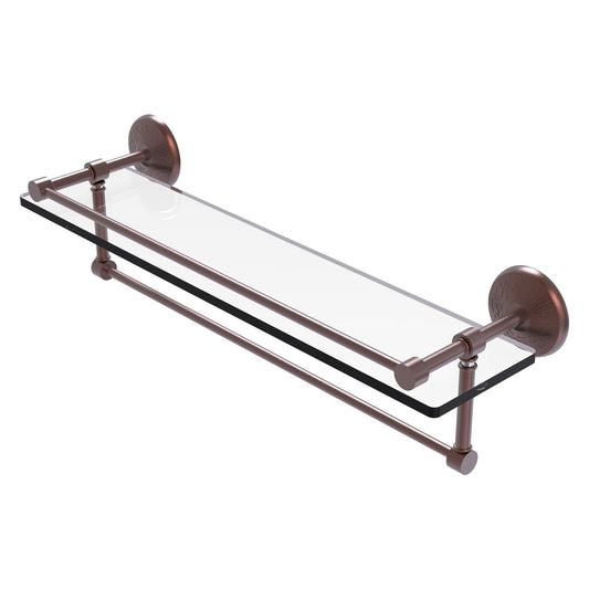Allied Brass Monte Carlo 22" x 5" Antique Copper Solid Brass Gallery Glass Shelf With Towel Bar