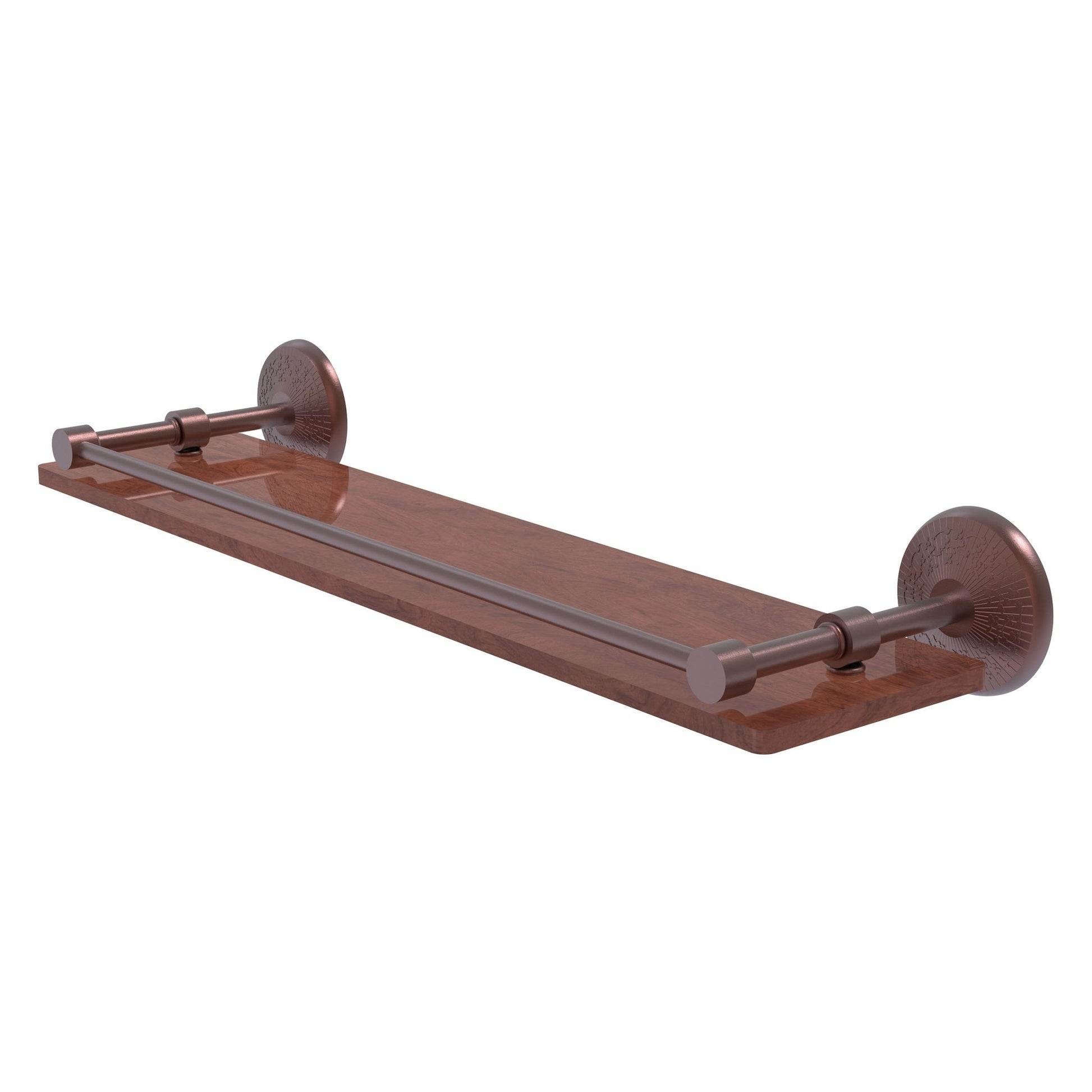 Allied Brass Monte Carlo 22" x 5" Antique Copper Solid Brass Solid IPE Ironwood Shelf With Gallery Rail
