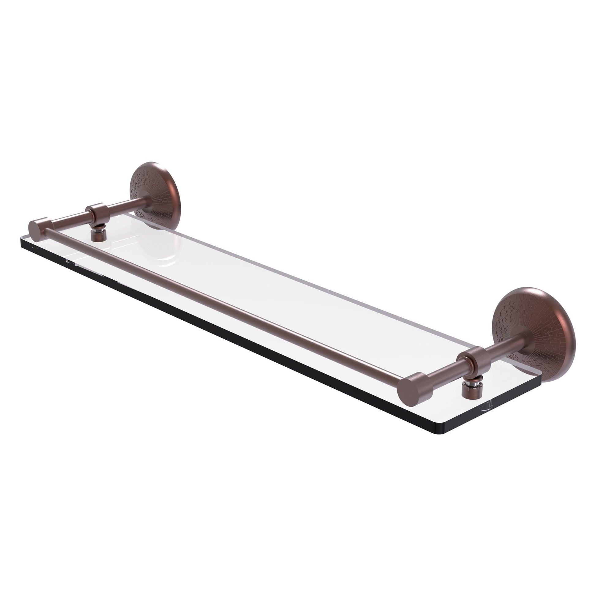 Allied Brass Monte Carlo 22" x 5" Antique Copper Solid Brass Tempered Glass Shelf With Gallery Rail