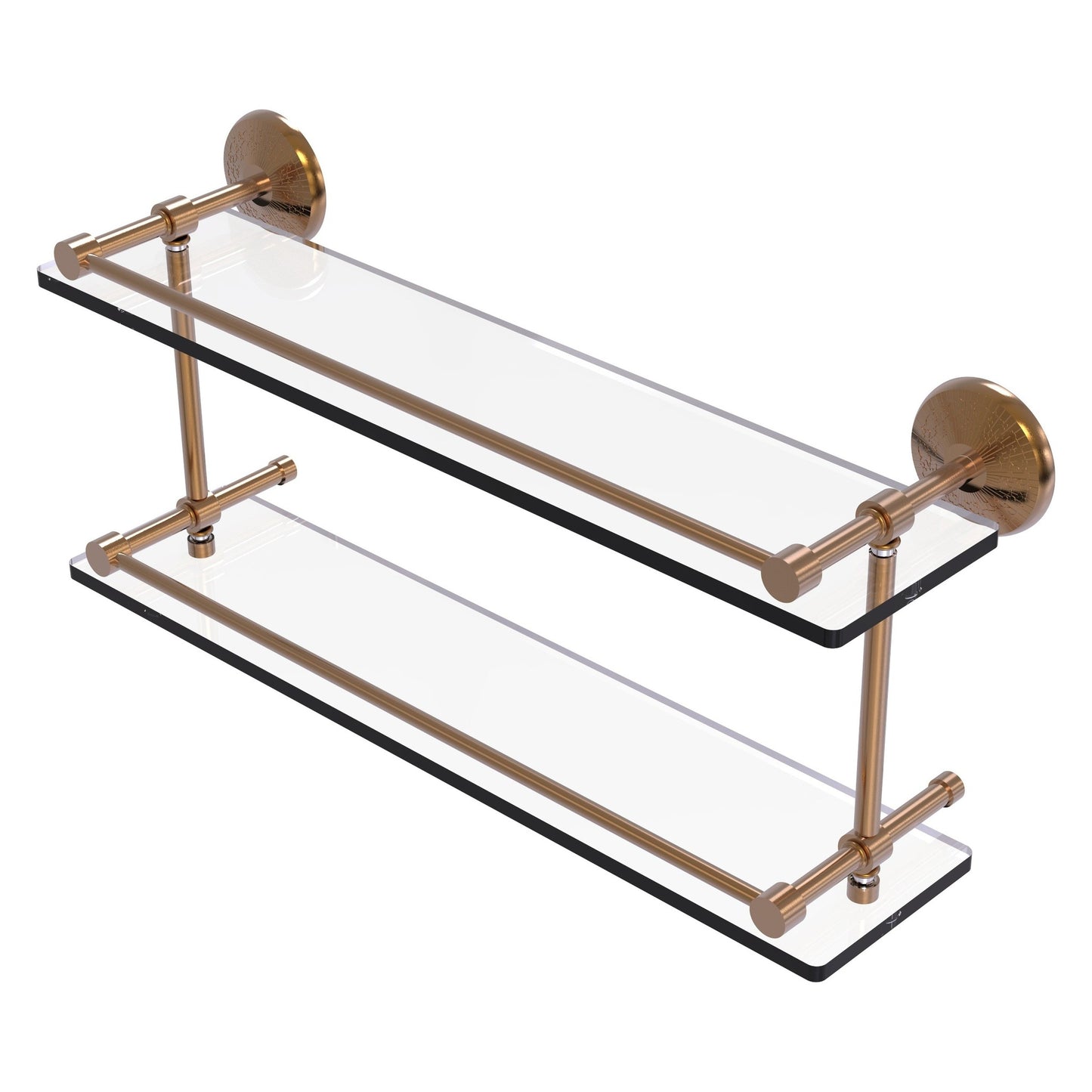 Allied Brass Monte Carlo 22" x 5" Brushed Bronze Solid Brass Double Glass Shelf With Gallery Rail