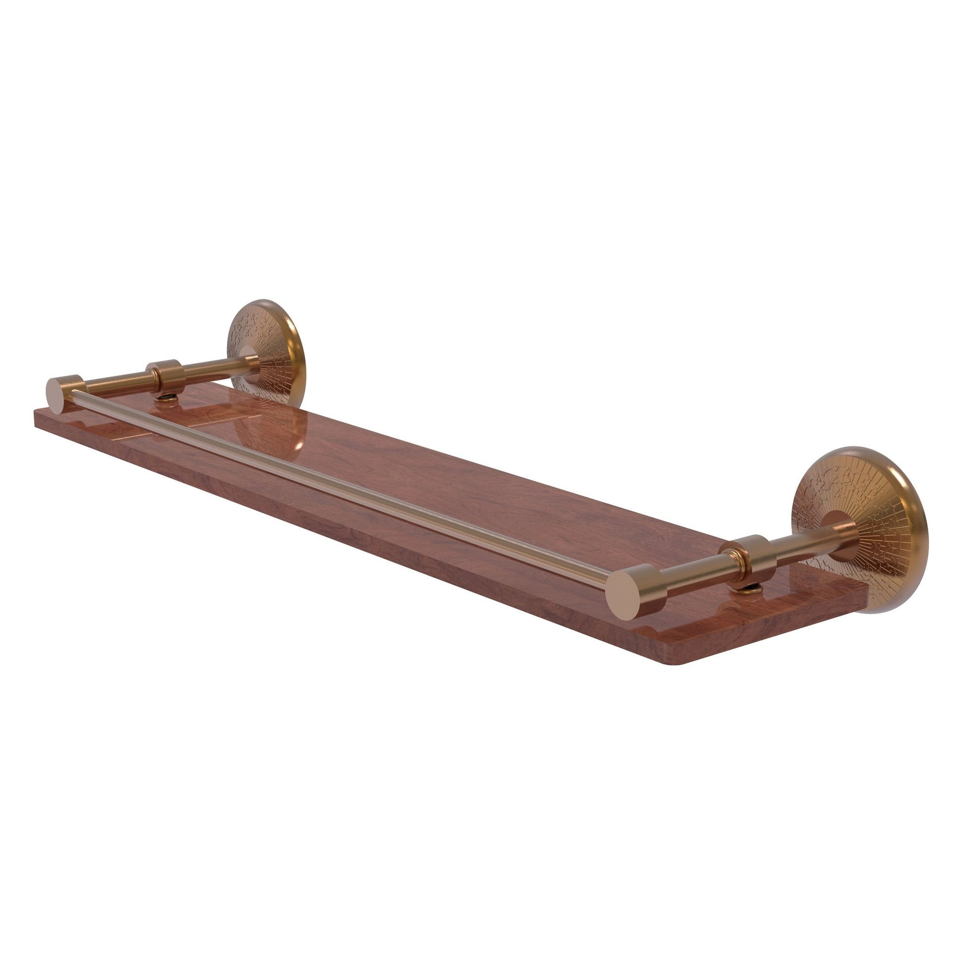 Allied Brass Monte Carlo 22" x 5" Brushed Bronze Solid Brass Solid IPE Ironwood Shelf With Gallery Rail