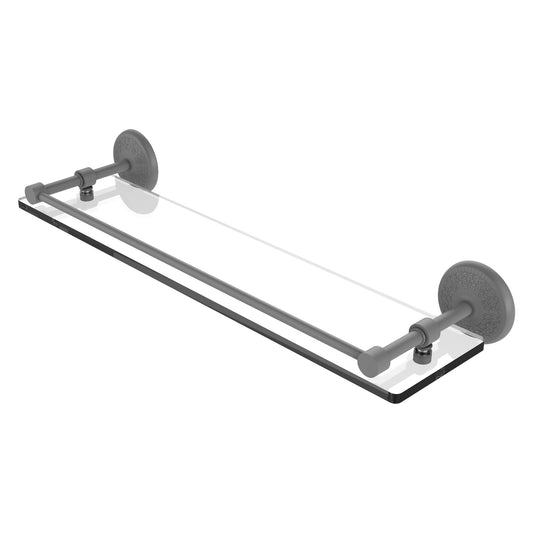 Allied Brass Monte Carlo 22" x 5" Matte Gray Solid Brass Tempered Glass Shelf With Gallery Rail
