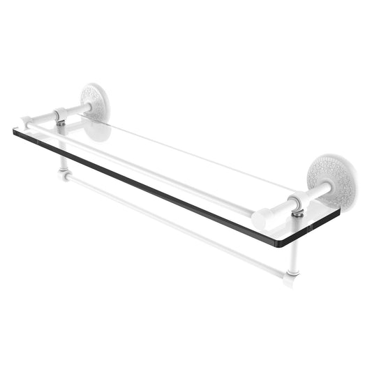 Allied Brass Monte Carlo 22" x 5" Matte White Solid Brass Gallery Glass Shelf With Towel Bar