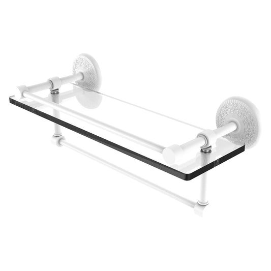 Allied Brass Monte Carlo 22" x 5" Matte White Solid Brass Tempered Glass Shelf With Gallery Rail