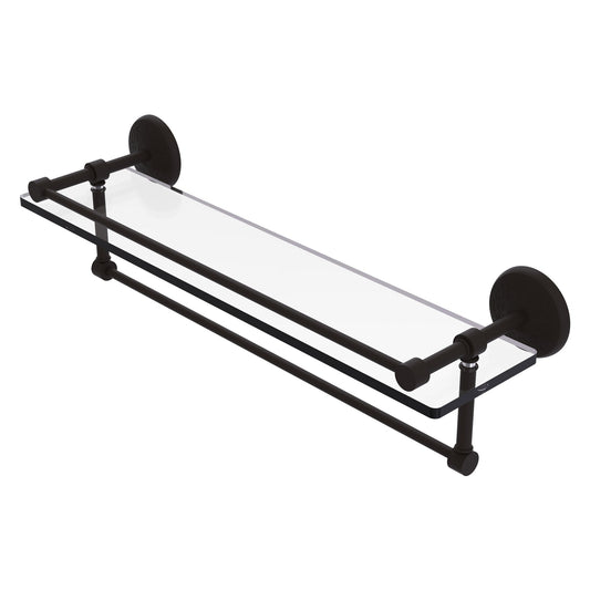 Allied Brass Monte Carlo 22" x 5" Oil Rubbed Bronze Solid Brass Gallery Glass Shelf With Towel Bar
