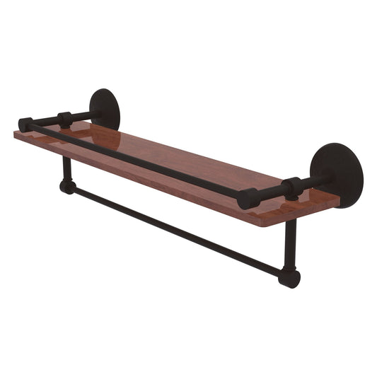 Allied Brass Monte Carlo 22" x 5" Oil Rubbed Bronze Solid Brass IPE Ironwood Shelf With Gallery Rail and Towel Bar