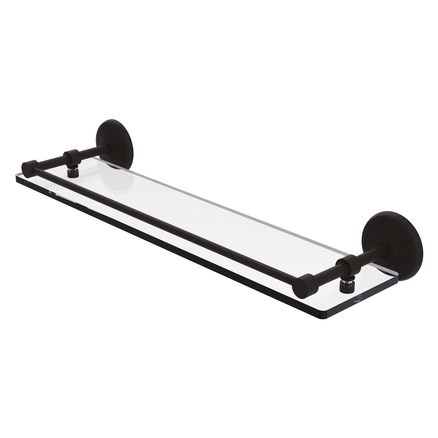 Allied Brass Monte Carlo 22" x 5" Oil Rubbed Bronze Solid Brass Tempered Glass Shelf With Gallery Rail