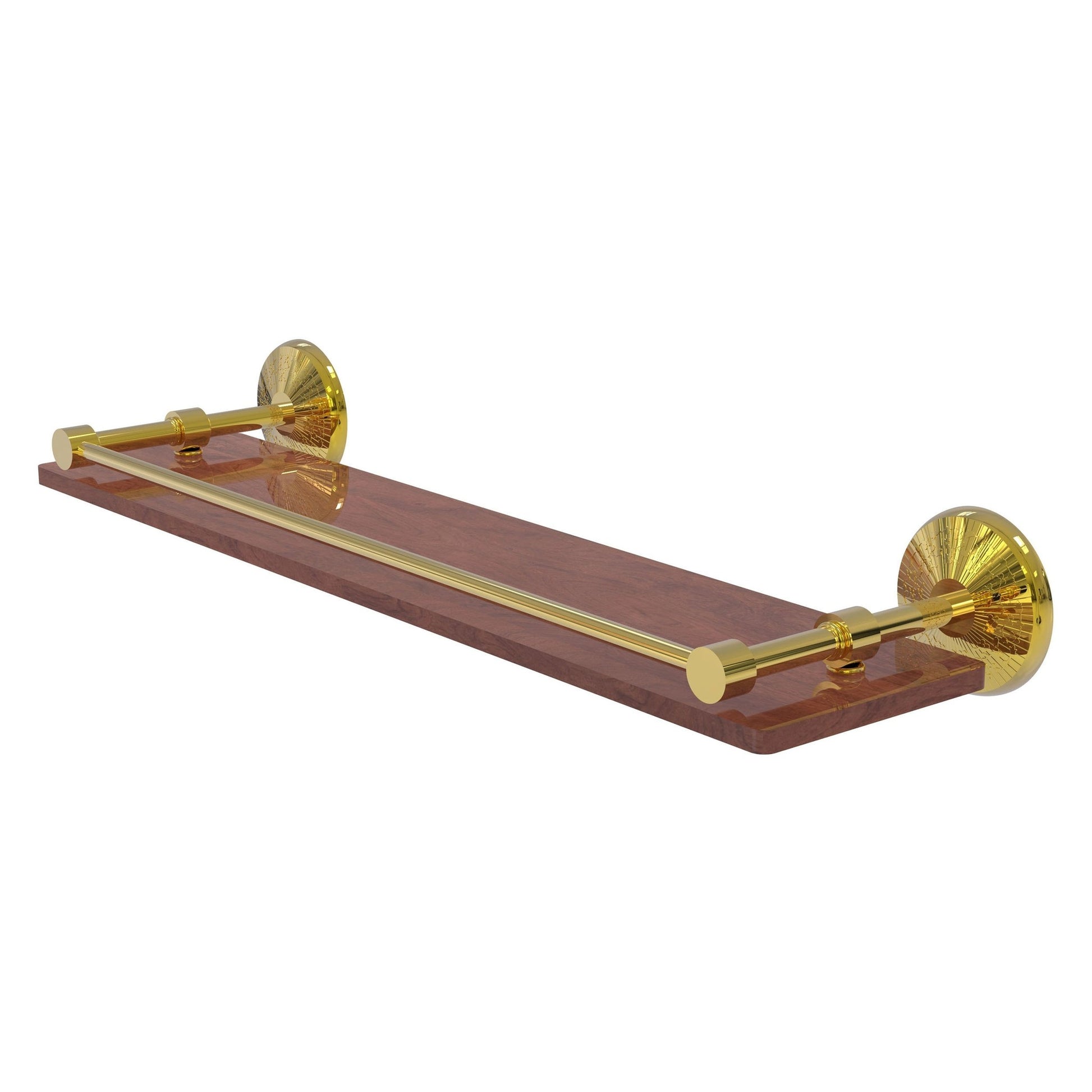 Allied Brass Monte Carlo 22" x 5" Polished Brass Solid Brass Solid IPE Ironwood Shelf With Gallery Rail