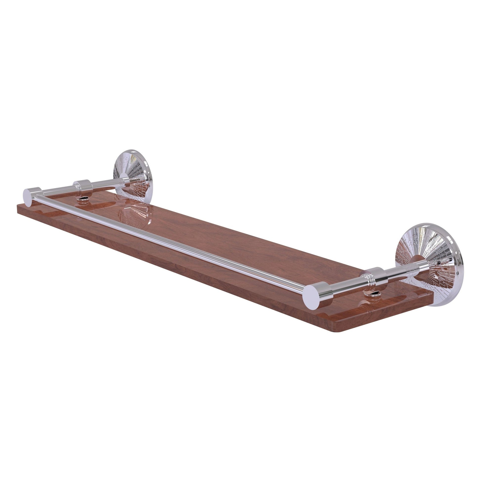 Allied Brass Monte Carlo 22" x 5" Polished Chrome Solid Brass Solid IPE Ironwood Shelf With Gallery Rail